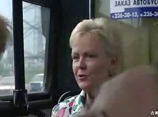 Horny couple has wild act with out cum shot right in the crowded bus!